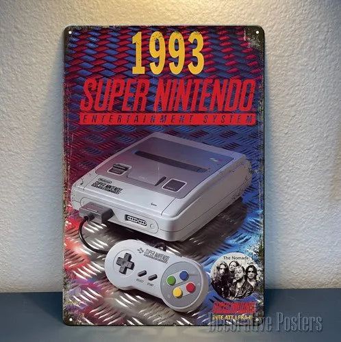 Super 1993 Ad Retro Video Game Metal Poster